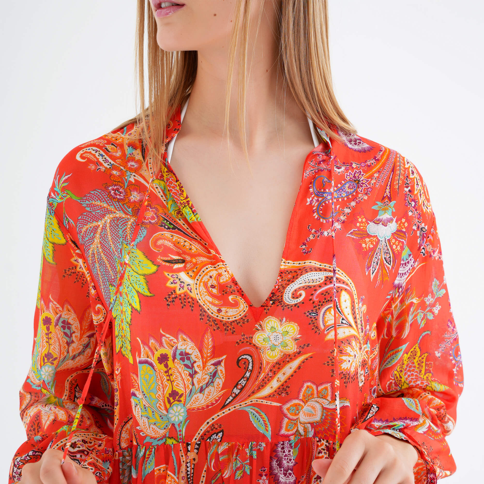 Etro- Orange Paisley Beach Cover Up Dress IT40